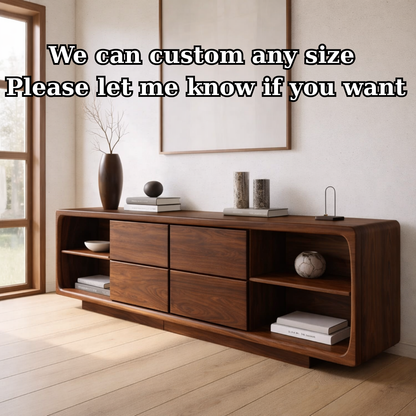 Solid Wood Console Table with Drawer Storage and Open Shelf Design for Modern Living Room