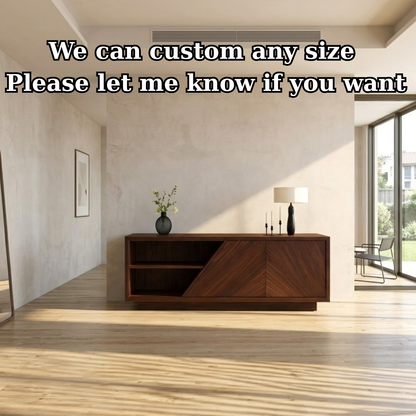 Modern Solid Wood Console Table with Geometric Design and Open Shelf Storage