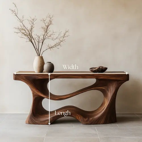 Handcrafted Solid Wood Cascade Console Table – Modern Organic Form Kitchnce