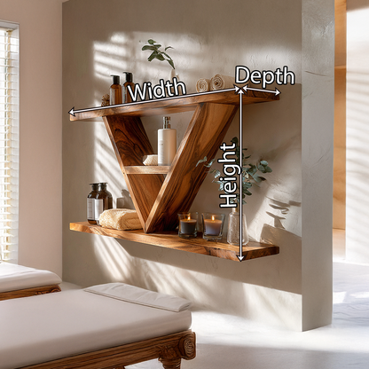 Minimal Floating Shelf with Angled Support Wood Design