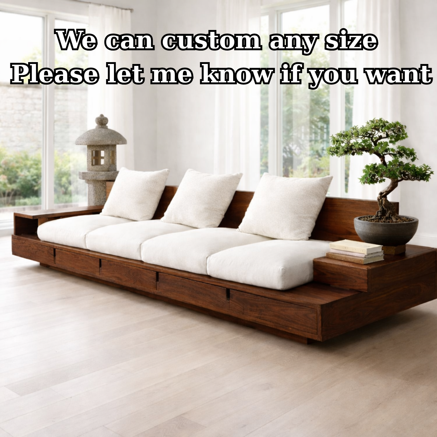 Solid Wood Platform Sofa with Storage