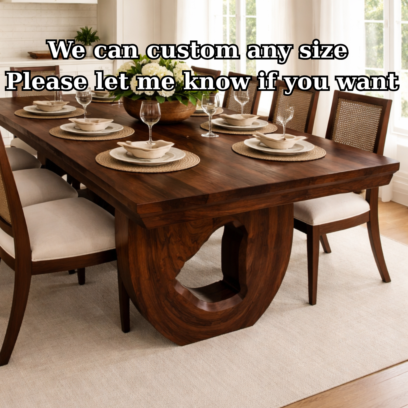 Solid Wood Dining Table with Sculptural Pedestal Base – Modern Handcrafted Design