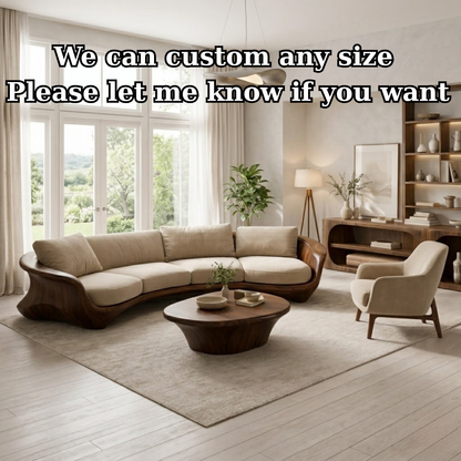 Curved Solid Wood Sofa with Sculptural Frame – Luxury Modern Organic Design