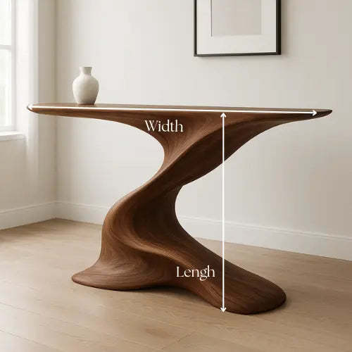 Handcrafted Solid Wood Twist Console Table – Sculptural Modern Design Kitchnce