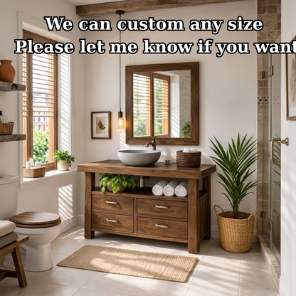 Solid Wood Bathroom Vanity with Four Drawers and Open Shelf for Transitional and Modern Bathrooms