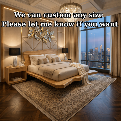 Handcrafted Live Edge Solid Wood Low Profile Platform Bed Frame, Organic Minimalist Furniture