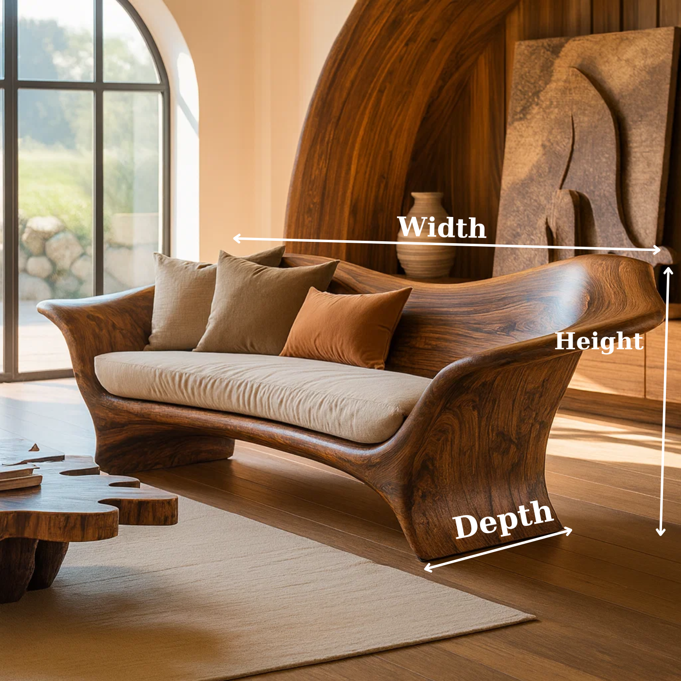 Handcrafted Solid Wood Sofa – Organic Modern Design Kitchnce