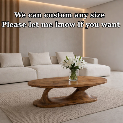 Handcrafted Sculptural Solid Wood Coffee Table, Unique Organic Minimalist Center Table