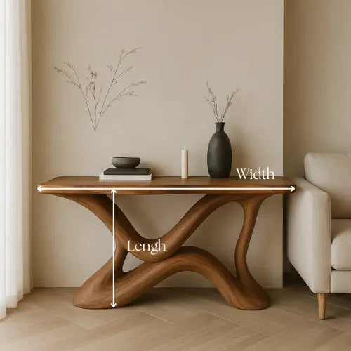 Handcrafted Solid Wood Rhythm Console Table – Contemporary Organic Design Kitchnce