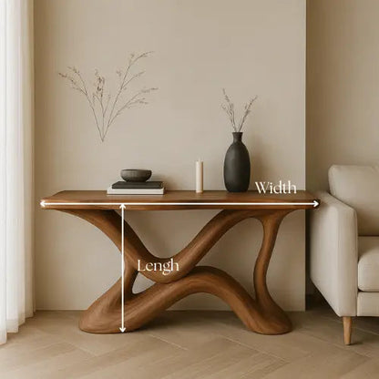Handcrafted Solid Wood Rhythm Console Table – Contemporary Organic Design Kitchnce