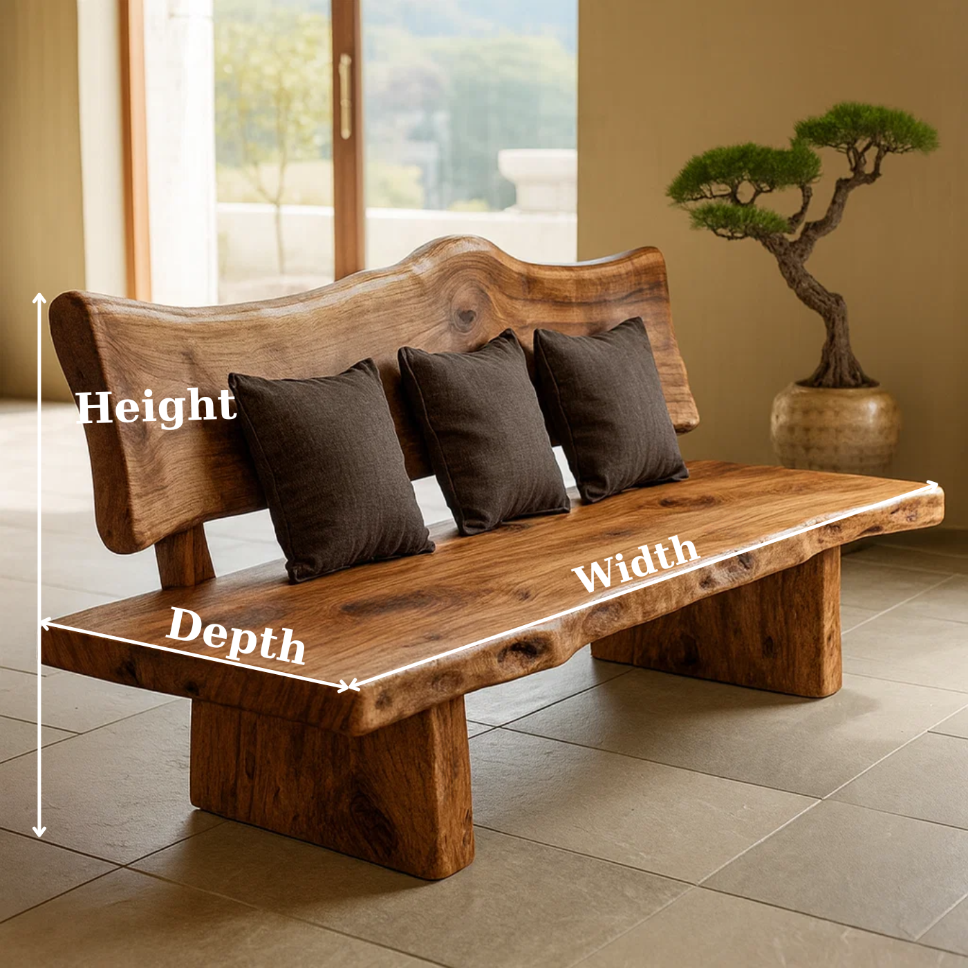 Handcrafted Solid Wood Sofa – Modern Minimalist Frame with Warm Natural Grain Kitchnce