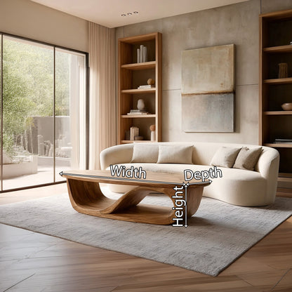 Sculptural Wave Coffee Table With Organic Modern Form