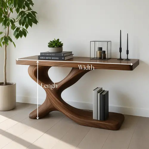Handcrafted Solid Wood Axis Console Table – Contemporary Organic Form Kitchnce