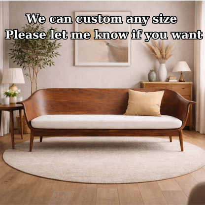 Handcrafted Mid-Century Solid Wood Statement Sofa
