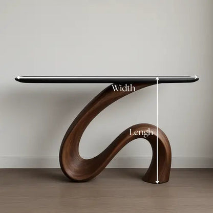 Handcrafted Solid Wood Waveform Console Table – Modern Sculptural Elegance Kitchnce