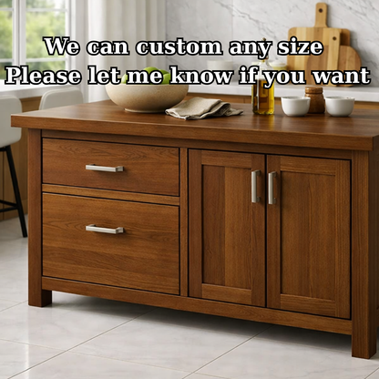 Solid Wood Kitchen Island with Drawers & Cabinet – Modern Kitchen Storage Table