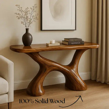 Handcrafted Solid Wood Harmony Console Table – Modern Organic Design Kitchnce