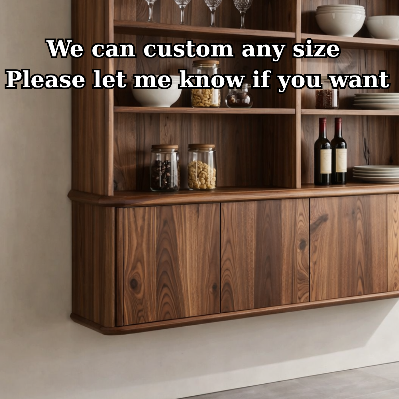 Solid Wood Kitchen Cabinet with Shelves – Wall Mounted Storage Display Unit