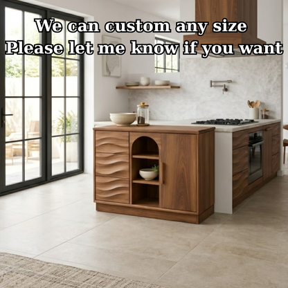 Solid Walnut Kitchen Island with Wave Drawers & Size Options