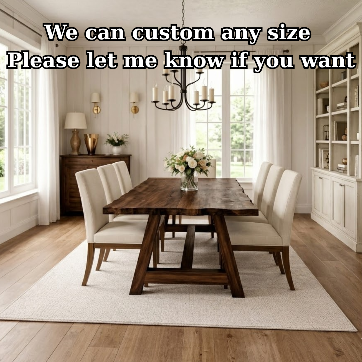 Solid Wood Live Edge Dining Table with A-Frame Legs – Rustic Modern Farmhouse Table