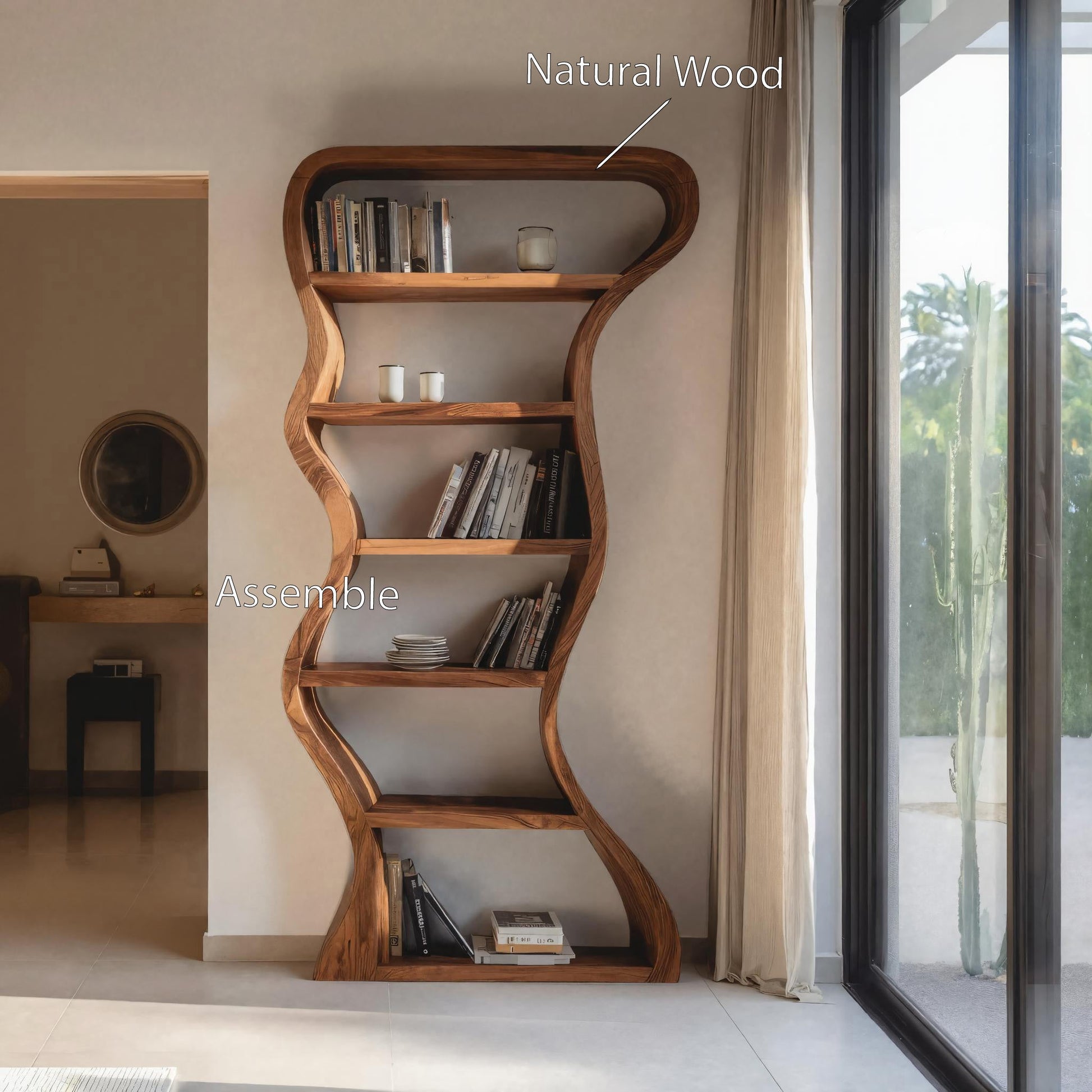 Organic Sculpture Wavy Bookshelf For Living Room Or Office Furniture Kitchnce