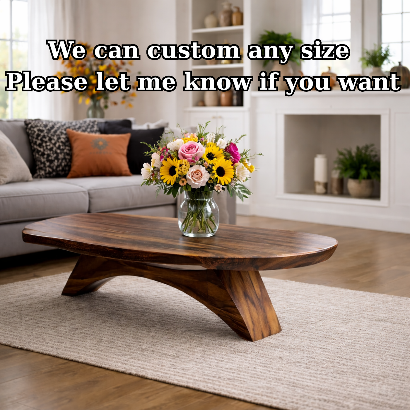 Solid Wood Coffee Table with Sculptural Base and Organic Live Edge Design