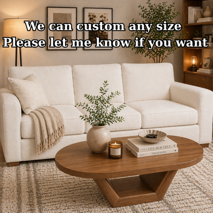 Solid Wood Coffee Table with Sculptural Base