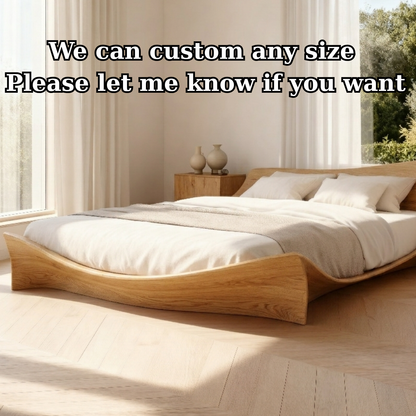Solid Wood Platform Bed with Sculptural Curved Frame