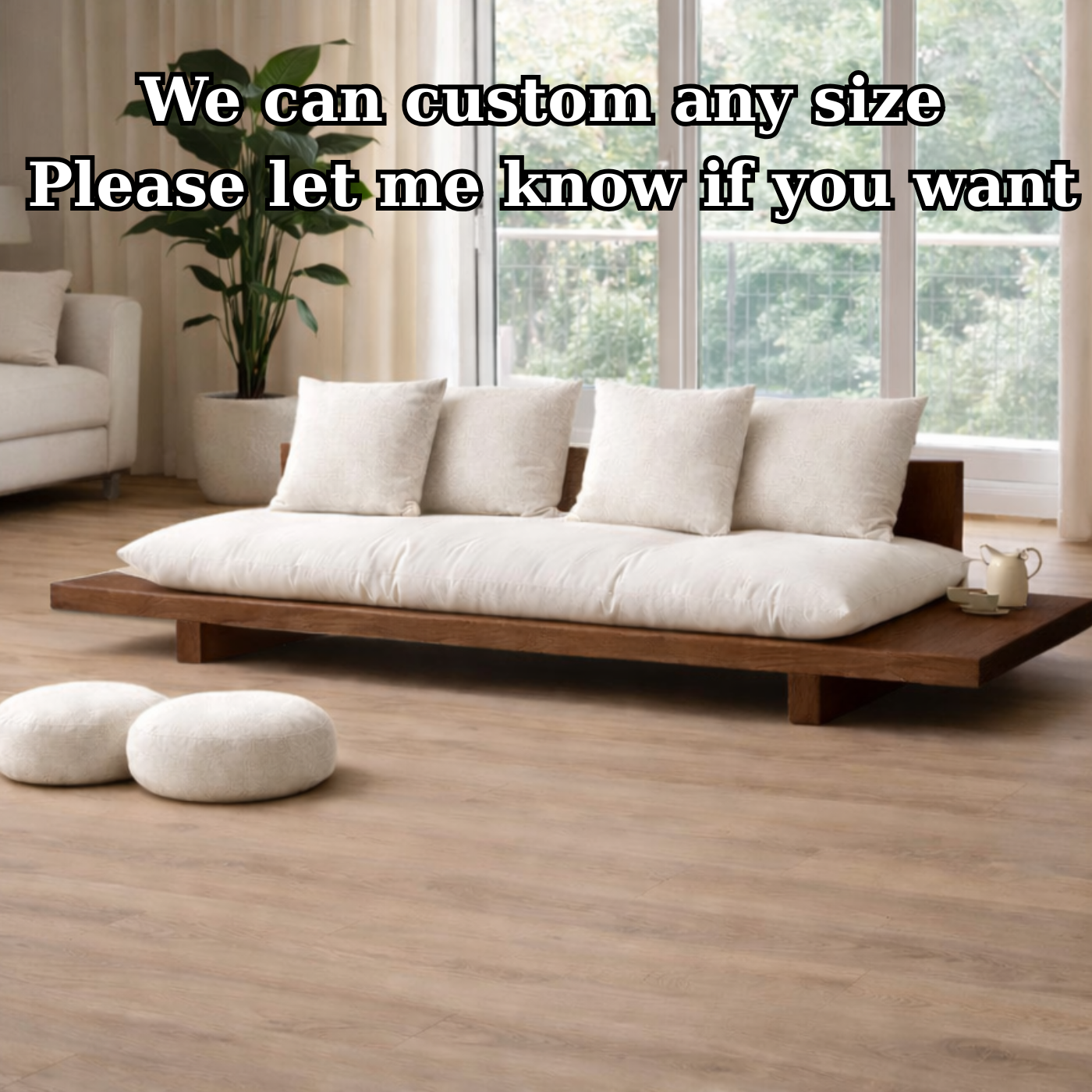Modern Japandi Solid Wood Platform Sofa