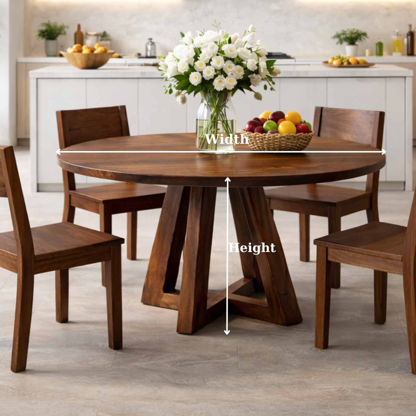 Modern Solid Walnut Round Dining Table with Sculptural Cross Base
