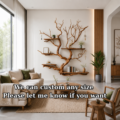 Handcrafted Solid Wood Tree Bookshelf with Organic Flowing Branches