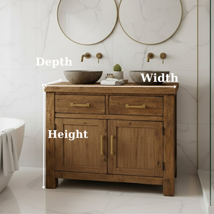 Handcrafted Solid Wood Bathroom Vanity - Rustic Double Sink Console Kitchnce