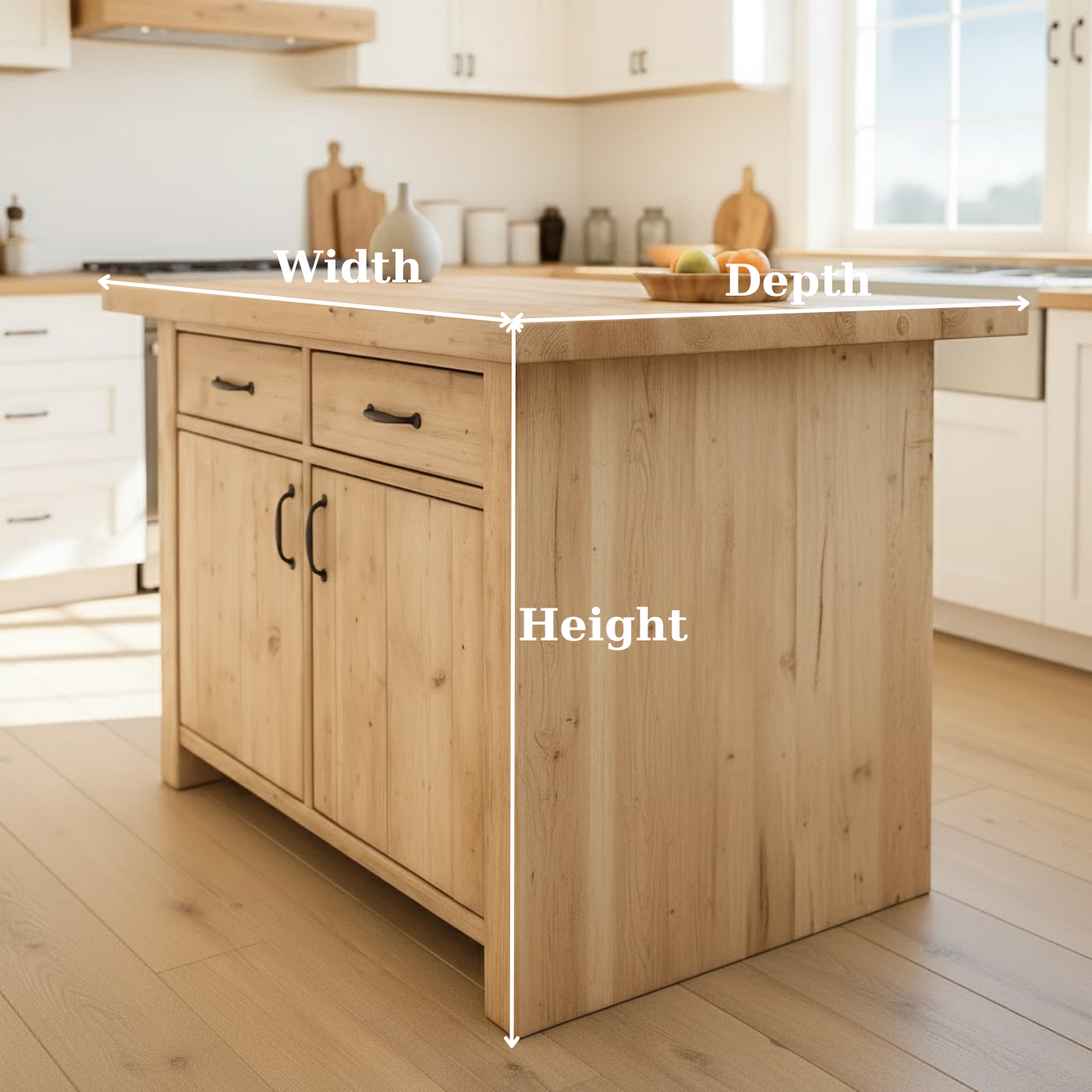 Handcrafted Solid Wood Kitchen Island with Dual Drawers and Spacious Cabinet Storage Kitchnce