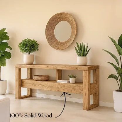 Handcrafted Solid Wood Console Table – Contemporary Organic Minimalism Kitchnce