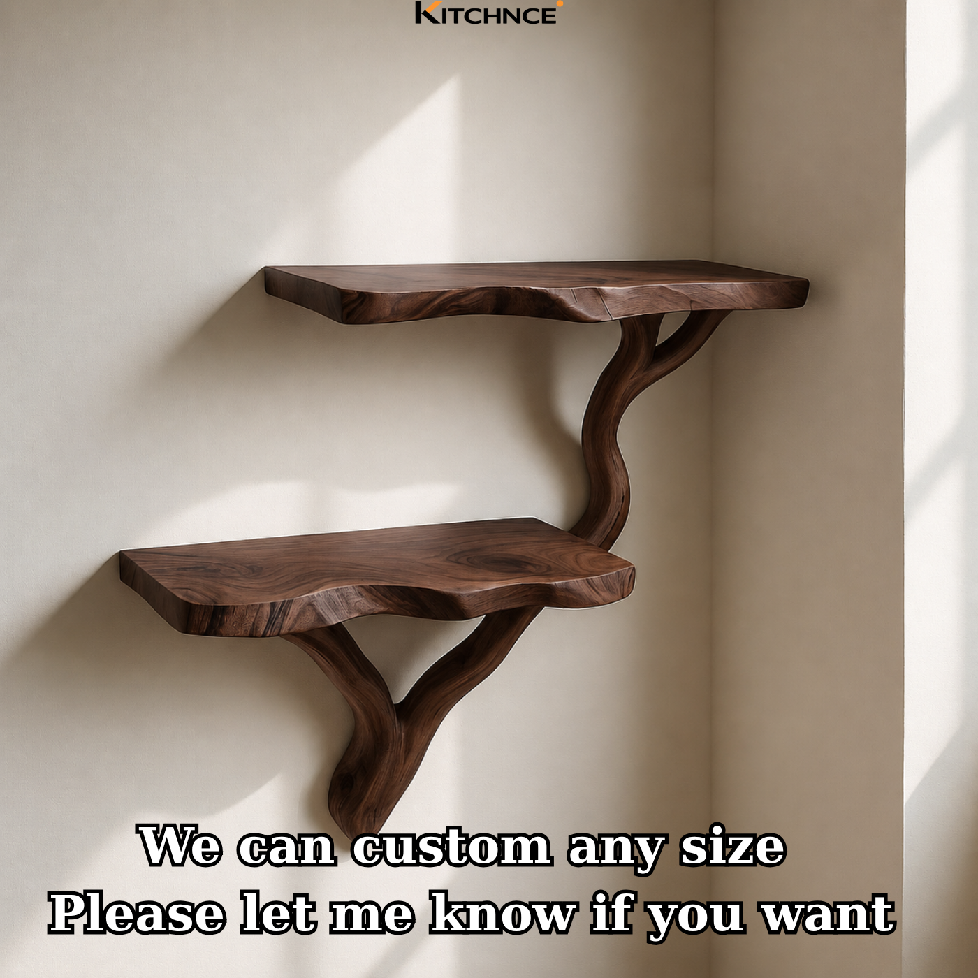 Handcrafted Solid Wood Live Edge Floating Corner Shelves