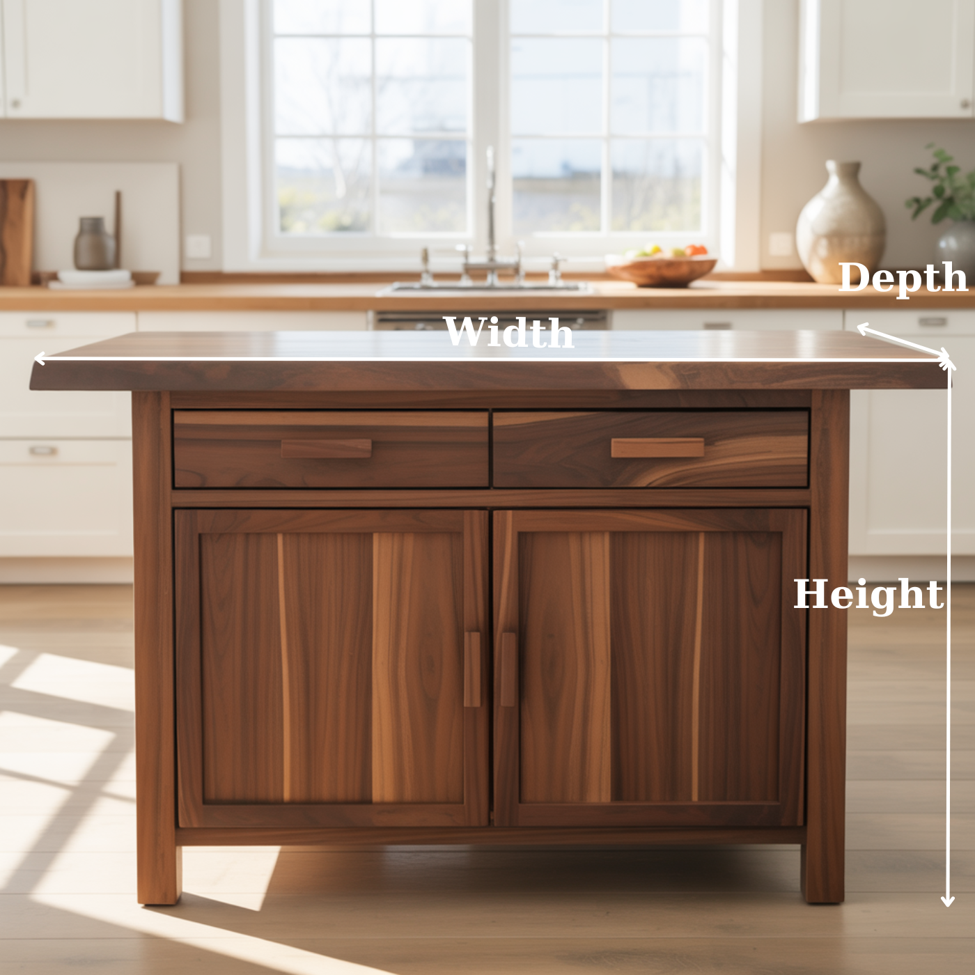 Handcrafted Solid Wood Kitchen Island with Dual Drawers and Spacious Cabinet Storage Kitchnce