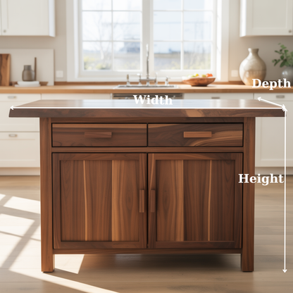 Handcrafted Solid Wood Kitchen Island with Dual Drawers and Spacious Cabinet Storage Kitchnce
