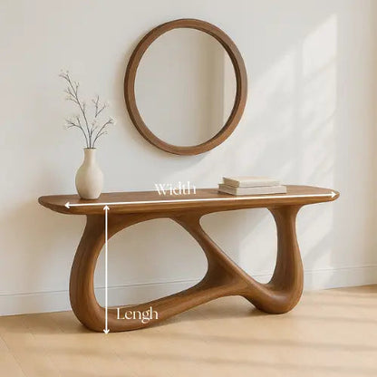 Handcrafted Solid Wood Solace Console Table – Contemporary Organic Design Kitchnce