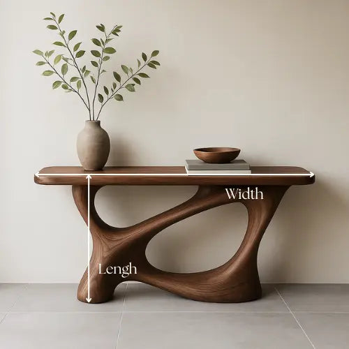 Handcrafted Solid Wood Flowcurve Console Table – Modern Organic Design Kitchnce