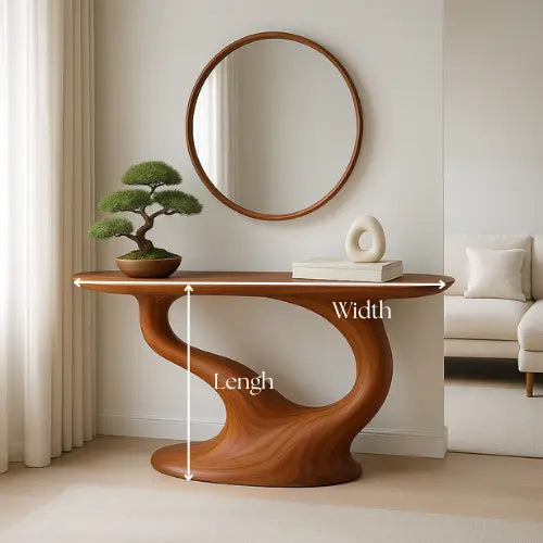 Handcrafted Solid Wood Zenflow Console Table – Modern Organic Form Kitchnce