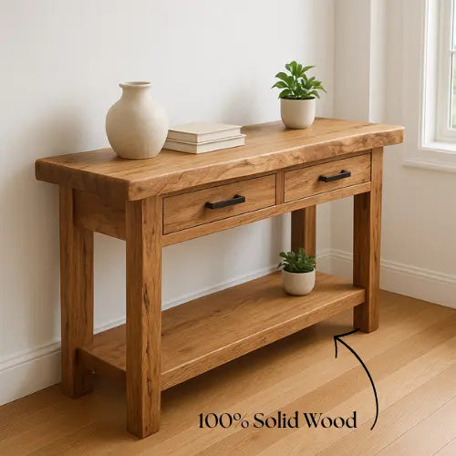 Handcrafted Solid Wood Console Table – Modern Organic Simplicity Kitchnce