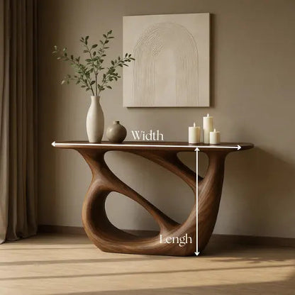 Handcrafted Solid Wood Continuum Console Table – Contemporary Organic Sculpture Kitchnce