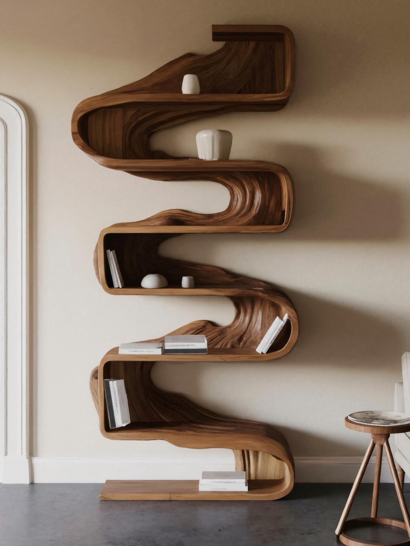 Artistic Sculptural Bookshelf For Living Room Kitchnce