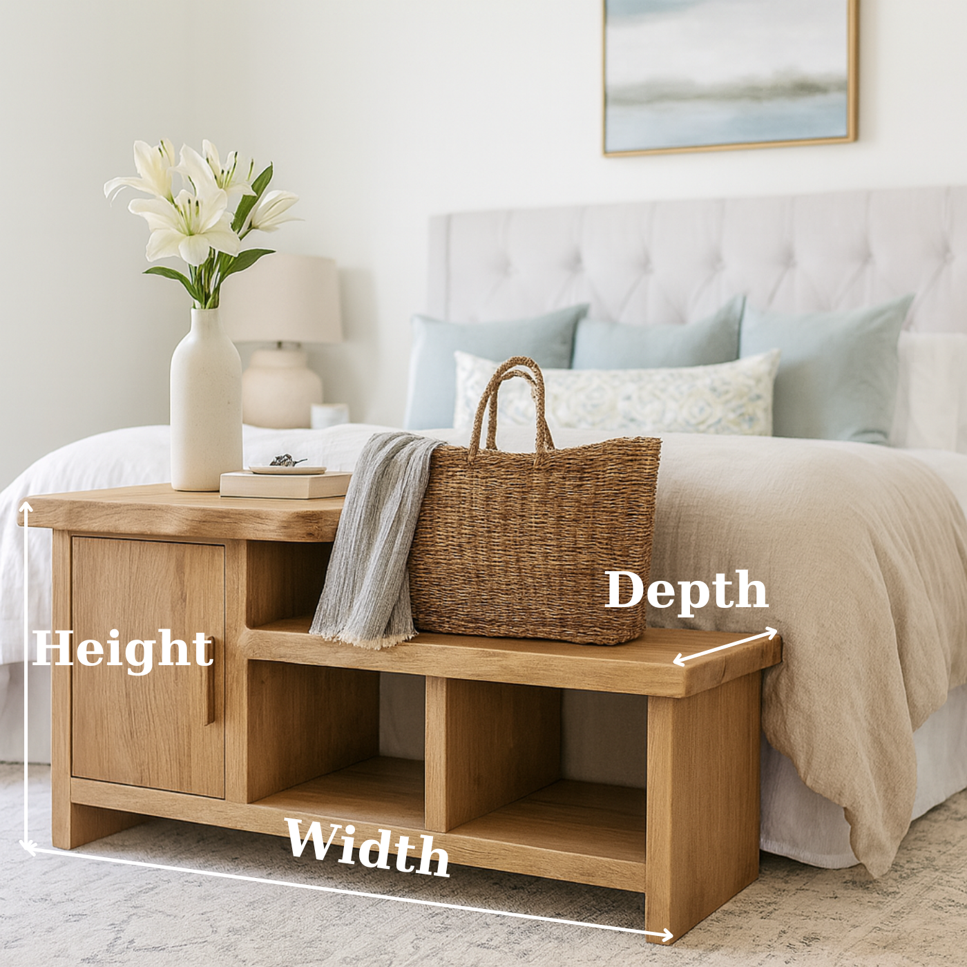 Handcrafted Solid Wood Bench – Modern Organic Seating with Versatile Storage Kitchnce