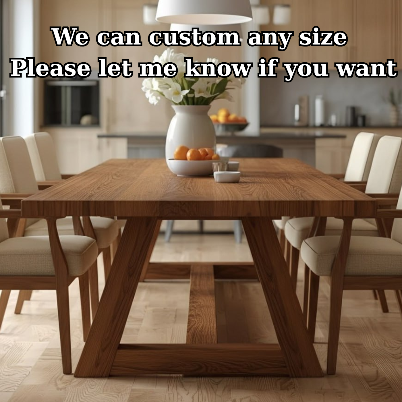 Handcrafted Solid Oak Scandinavian Dining Table, Minimal Modern Kitchen Table