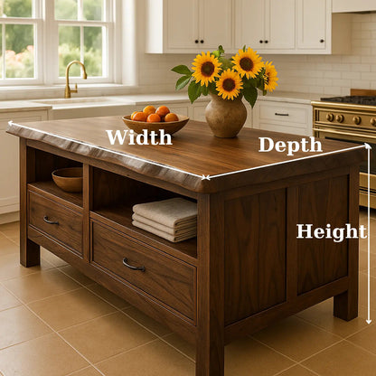 Handcrafted Solid Wood Kitchen Island - Live-Edge & Storage Kitchnce