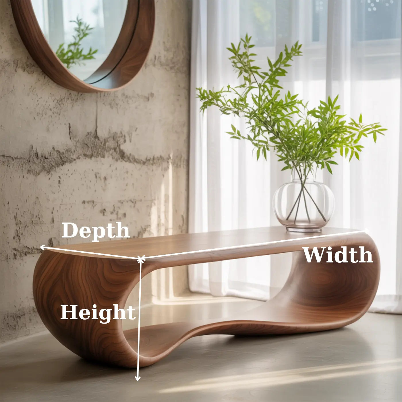 Handcrafted Solid Wood Bench – Sculptural Modern Walnut Wave Table Kitchnce