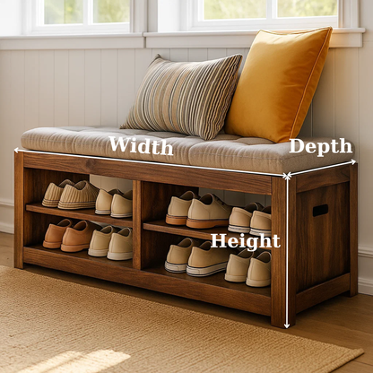 Handcrafted Solid Wood Bench – Transitional Design with Comfortable Upholstered Top Kitchnce