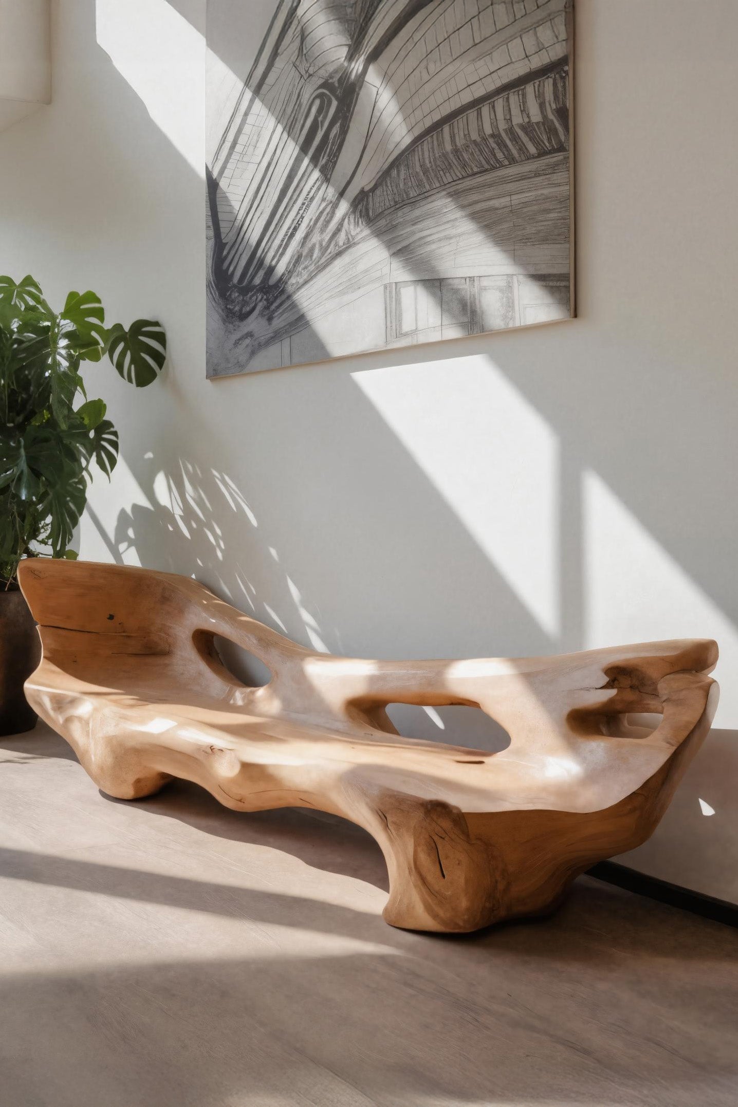 Modern Sculpted Bench For Living Room Or Entryway Kitchnce