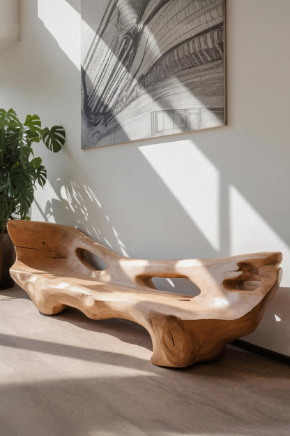 Modern Sculpted Bench For Living Room Or Entryway Kitchnce